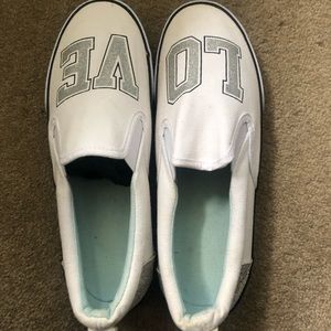 White slip ons